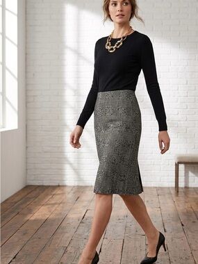 Express Black Top with Gray Plaid Pencil Skirt